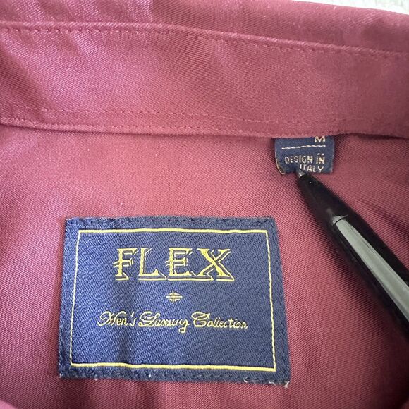 Flex Dress Shirt Mens Size M Maroon Luxury Collection Button-up Long Sleeve - Picture 4 of 7